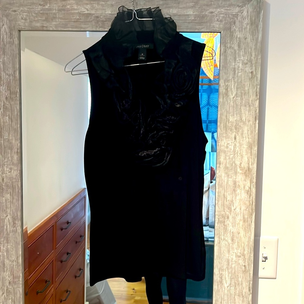 Black sleeve blouse with ruffle